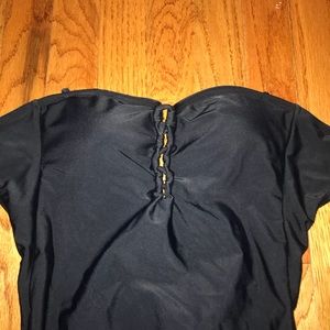 Black strapless one piece